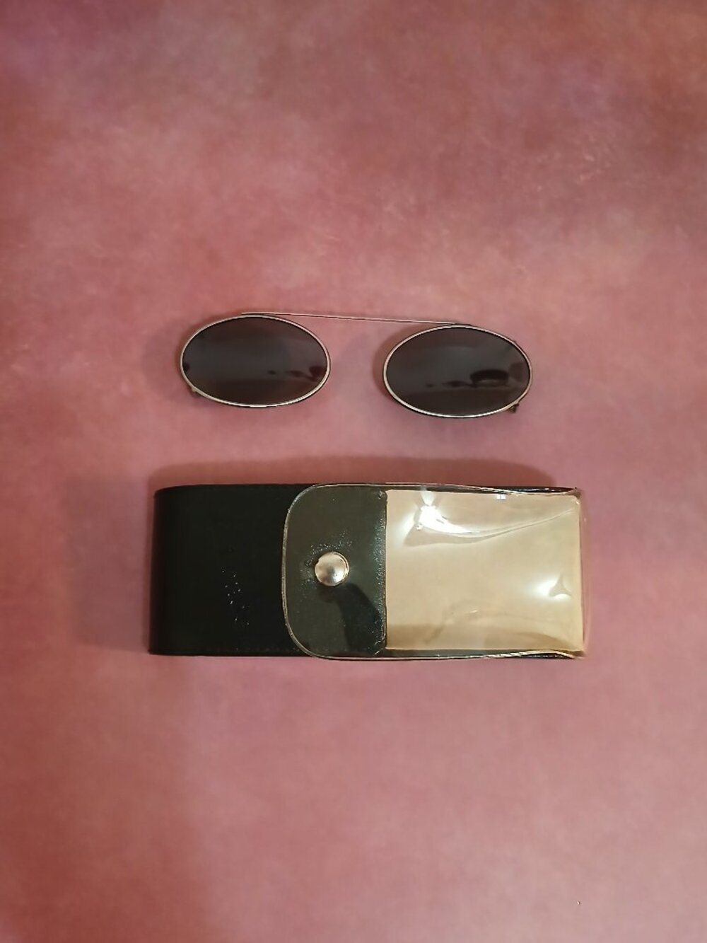Vintage Hilco Leader Clip-On Sunglasses-Pewter II with Case